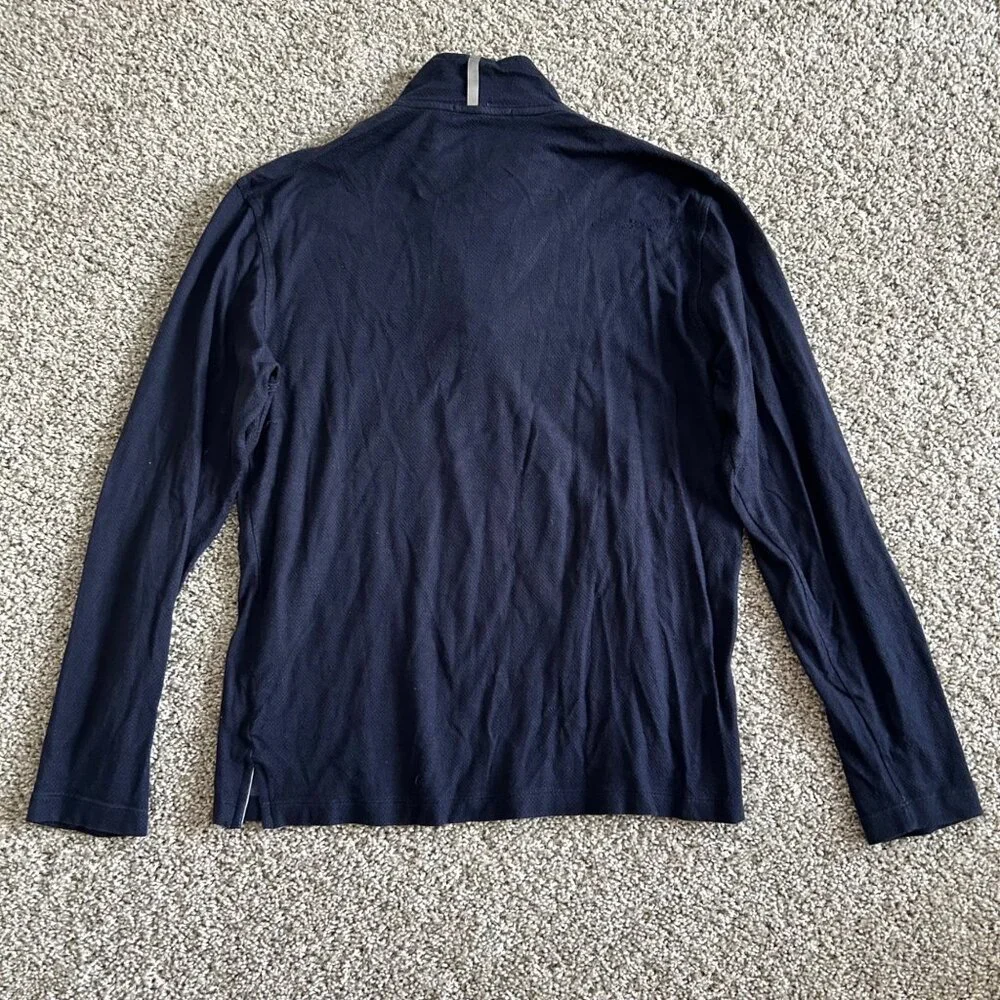 ZegnaSport Men's Sz L Navy 1/4 Zip Pullover Long Sleeve Shirt Cotton Blend